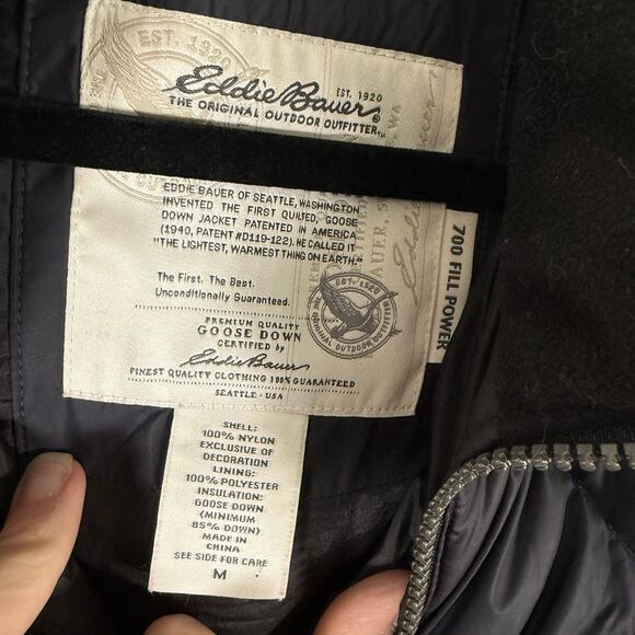 Eddie Bauer Goose Down Jacket Women's Medium Black Full Zip 700 Fill Power - Picture 6 of 15
